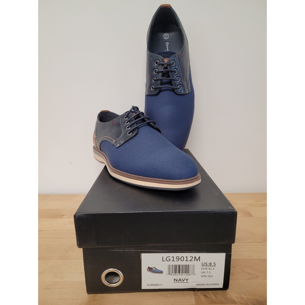 Bruno Marc Shoes Mens 8.5 Navy Blue Casual Canvas Oxford‎ Lace Up LG19012M